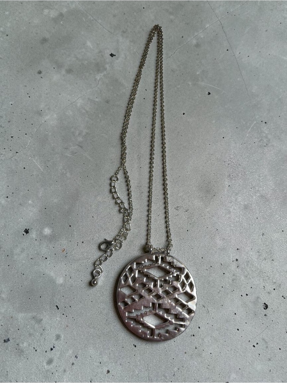 Silver Geometric Cutout Pendant Necklace